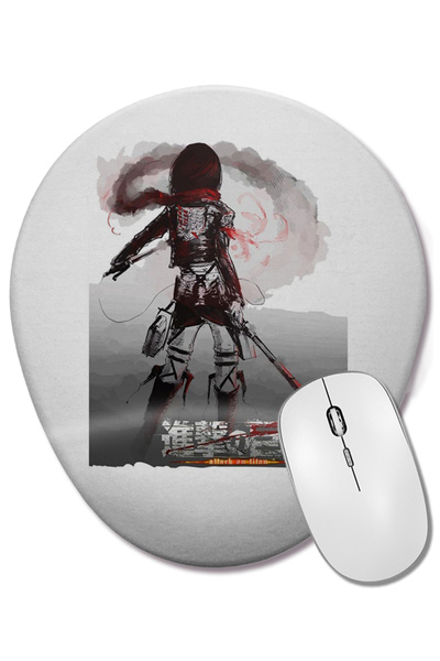 BASKI DÜNYASI Attack on Titan Mikasa Mouse Pad oval cu suport pentru încheiet...