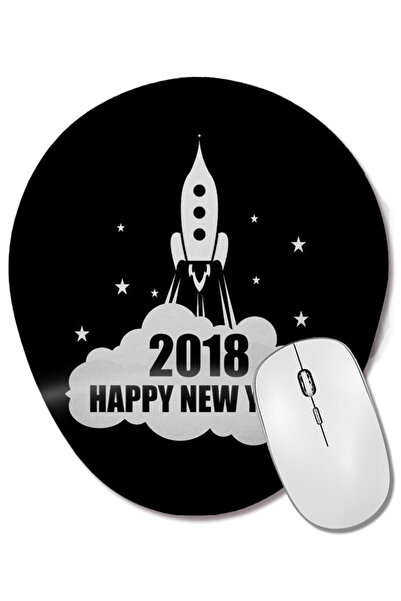 BASKI DÜNYASI Tampă de mouse ovală Happy New Year Rocket 2018 Anul Câinelui c...