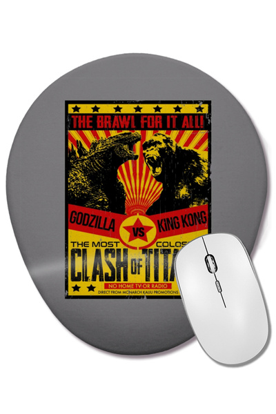 BASKI DÜNYASI Mouse Pad oval Godzilla Vs Kong cu suport pentru încheietura mâinii
