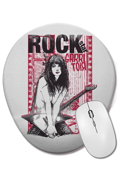 BASKI DÜNYASI لوحة ماوس بيضاوية مع دعم للمعصم من Grrrl Riot Rock