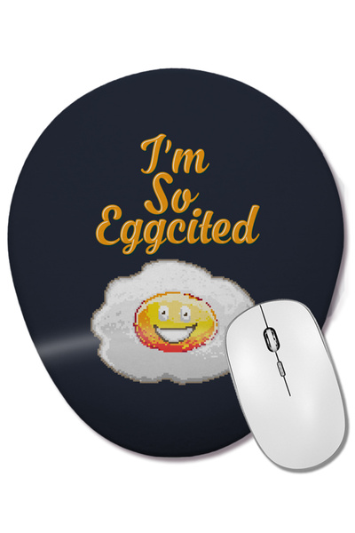 BASKI DÜNYASI Egg I'm So Eggcited Mouse Pad oval cu suport pentru încheietura mâinii