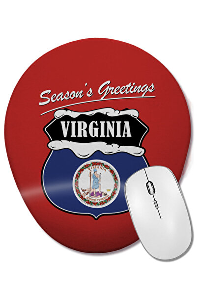 BASKI DÜNYASI Seasons Greetings Virginia Christmas Mouse Pad oval cu suport p...
