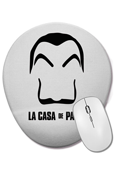 BASKI DÜNYASI La Casa De Papel 06 Ovalna podloga za miša sa podrškom za zglob