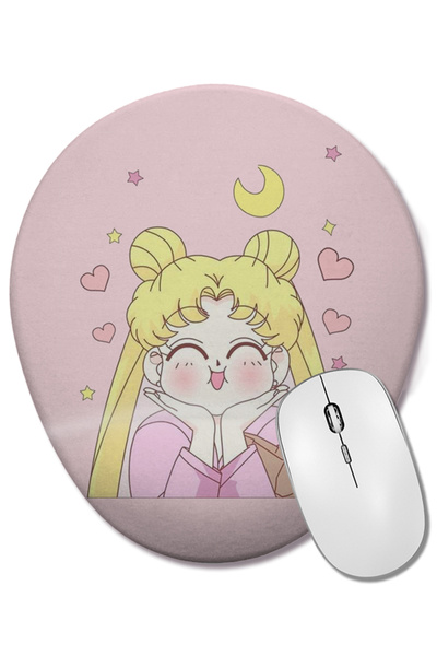 BASKI DÜNYASI Οβάλ ποντίκι ποντικοπληκτήρας Sailor Moon Kawaii με στήριγμα κα...