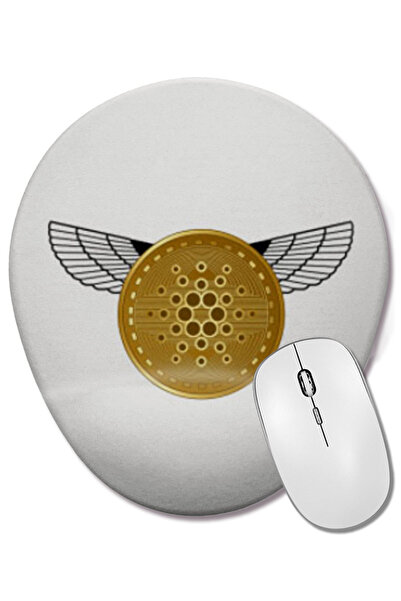 BASKI DÜNYASI Mouse Pad oval futurist Gold Cardano Cryptocurrency Coin cu sup...