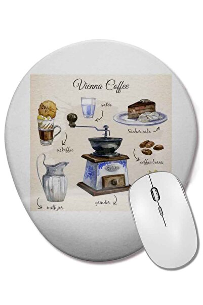 BASKI DÜNYASI Mouse Pad oval Vienna Coffee cu suport pentru încheietura mâinii