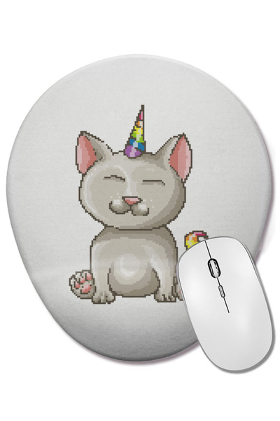 BASKI DÜNYASI Mouse Pad oval cu suport pentru încheietura mâinii Kitten Cat U...