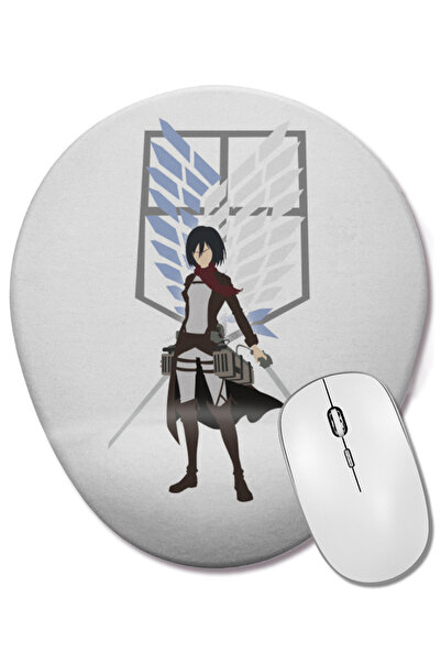 BASKI DÜNYASI Attack On Titan Mikasa Mouse Pad oval cu suport pentru încheiet...