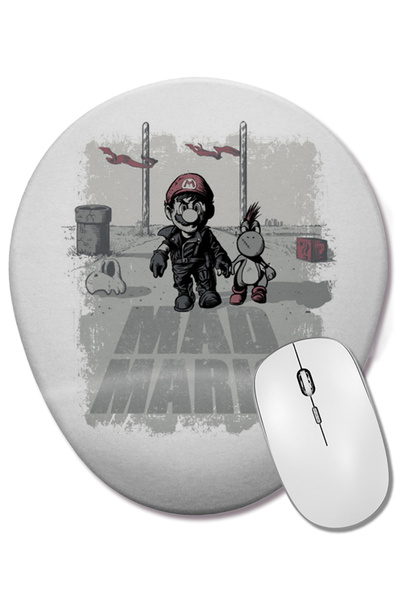 BASKI DÜNYASI Mouse Pad oval Mad Mario cu suport pentru încheietura mâinii