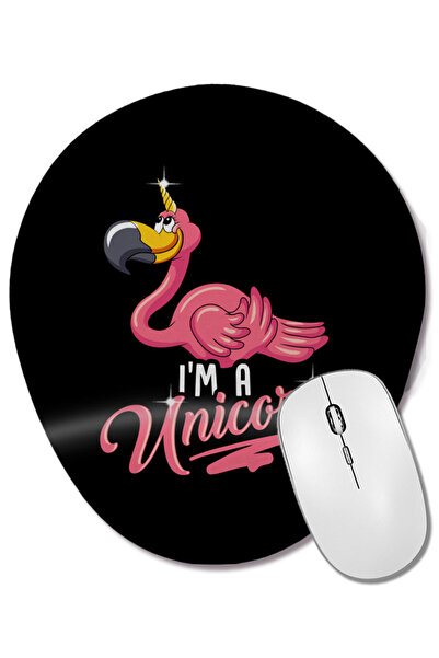 BASKI DÜNYASI Adorabil I'm a Unicorn Flamingo Cute Animal Mouse Pad oval cu s...