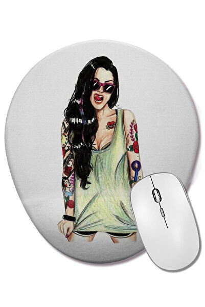 BASKI DÜNYASI Garota Descolada Овална подложка за мишка с опора за китката