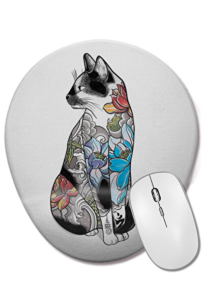BASKI DÜNYASI Mouse Pad oval colorat Cats pisică cu suport pentru încheietura...