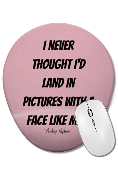 BASKI DÜNYASI Audrey Hepburn Quote Mouse Pad oval cu suport pentru încheietura mâinii