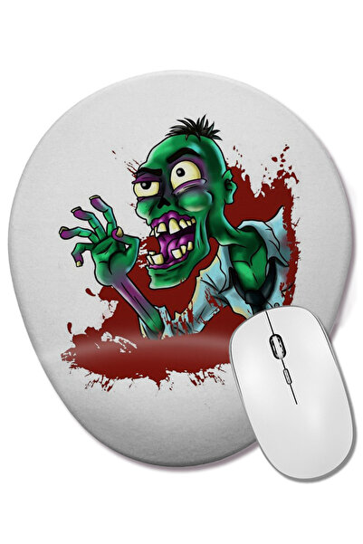 BASKI DÜNYASI Mouse Pad oval cu suport pentru încheietura mâinii Zumbi