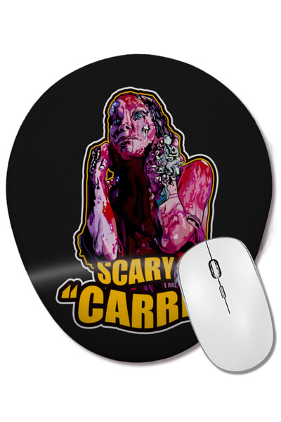 BASKI DÜNYASI Mouse Pad oval Scary Carrie cu suport pentru încheietura mâinii
