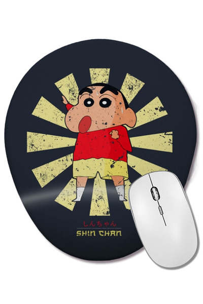 BASKI DÜNYASI Crayon Shin Chan Ρετρό Ιαπωνικό Οβάλ Ποντίκι με Στήριγμα Καρπού