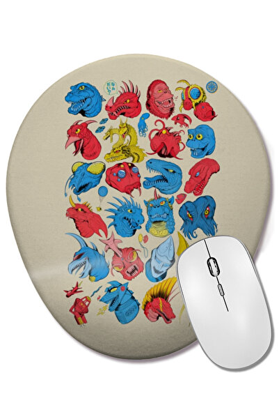 BASKI DÜNYASI Godzilla, Regele Monstrilor, Godzilla Showa Celebration Mouse Pad oval cu suport pentru încheietura mâinii