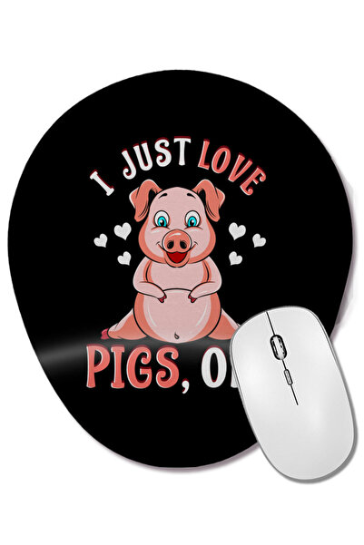 BASKI DÜNYASI Drăguț și amuzant I Just Love Pigs, OK Baby Pig Mouse Pad oval ...
