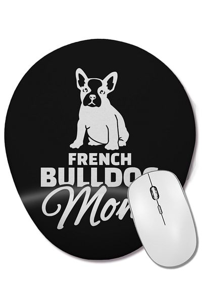 BASKI DÜNYASI لوحة ماوس بيضاوية من French Bulldog Dad Pug مع دعم للمعصم