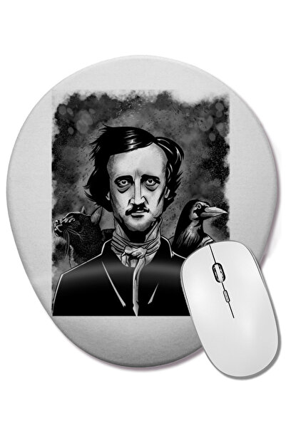 BASKI DÜNYASI Mouse Pad oval Nevermore Edgar Allan Poe cu suport pentru încheietura mâinii