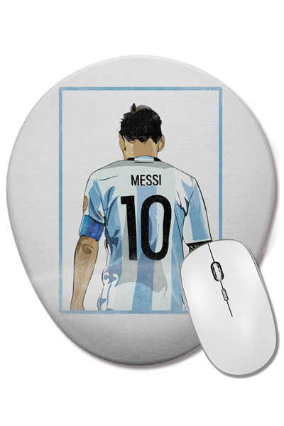 BASKI DÜNYASI 10 Da Argentina Messi Οβάλ ποντίκι με οπίσθιο στήριγμα καρπού