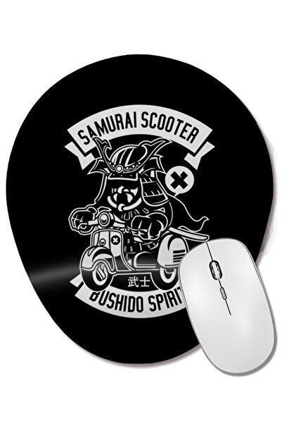BASKI DÜNYASI Samurai Scooter Bushido Spirit Mouse Pad oval cu suport pentru încheietura mâinii