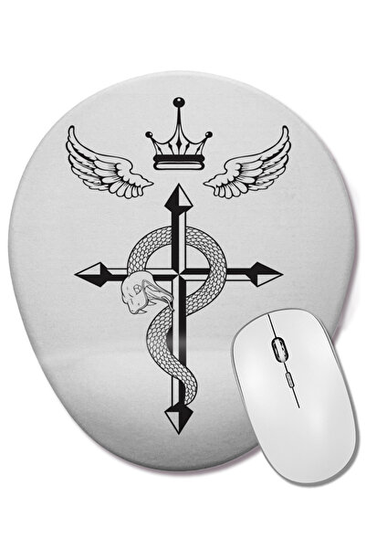 BASKI DÜNYASI Mouse Pad oval Cruz De Flamel cu suport pentru încheietura mâinii