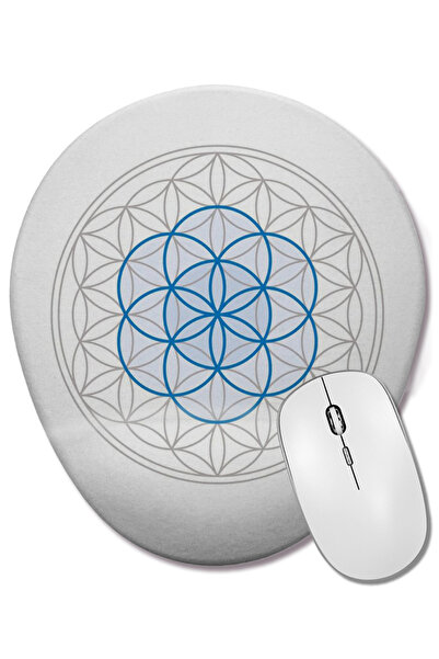 BASKI DÜNYASI Flower of Life 010 Mouse Pad oval cu suport pentru încheietura ...