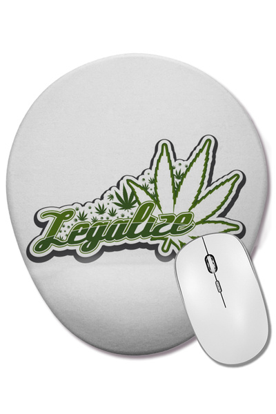BASKI DÜNYASI Legalize Weed Marijuana Cannabis 01 Mouse Pad oval cu suport pe...