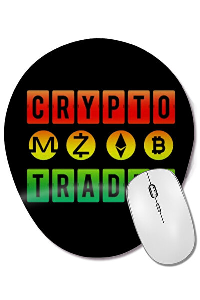 BASKI DÜNYASI Crypto Trader Bitcoin Blockchain Distressed 01 Mouse Pad oval c...