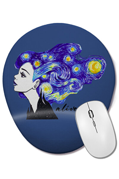 BASKI DÜNYASI Mouse Pad oval Alive Vincent Van Gogh cu suport pentru încheiet...
