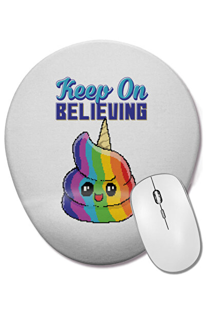 BASKI DÜNYASI Keep On Believing Mouse Pad oval cu suport pentru încheietura m...