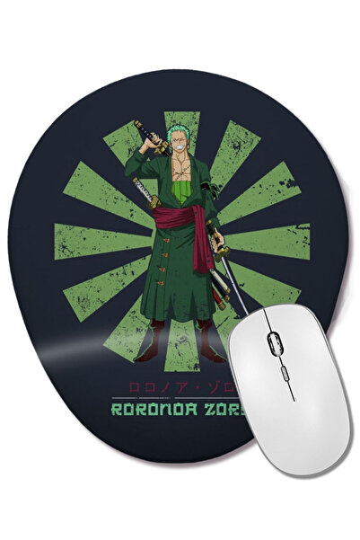 BASKI DÜNYASI Roronoa Zoro Retro Japanese One Piece Οβάλ ποντίκι με υποστήριξ...