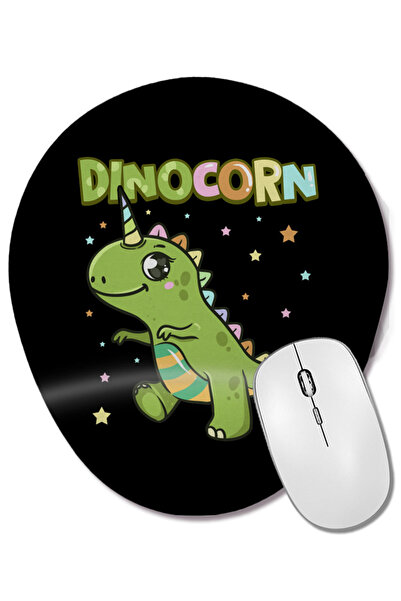 BASKI DÜNYASI Симпатичен динозавър и еднорог Unisaur Bilek Destekli Oval Mous...