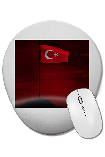 BASKI DÜNYASI Mouse Pad oval cu suport pentru încheietura mâinii, cu steaguri care se învârte deasupra capului
