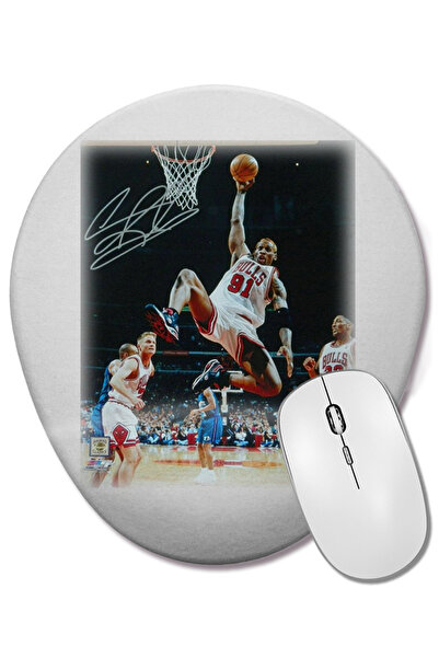 BASKI DÜNYASI Mouse Pad oval Rodman Dunk cu suport pentru încheietura mâinii