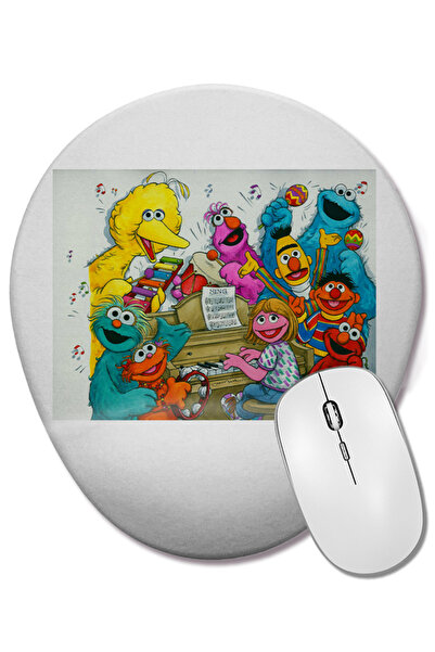 BASKI DÜNYASI Mouse Pad oval Sesame Street cu suport pentru încheietura mâinii