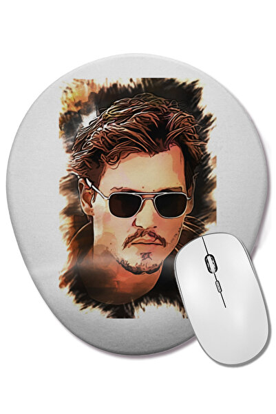 BASKI DÜNYASI Mouse Pad oval Johnny Depp cu suport pentru încheietura mâinii
