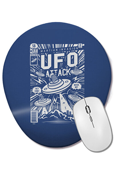 BASKI DÜNYASI UFO Attack Comic Book Cover Mouse Pad oval cu suport pentru înc...