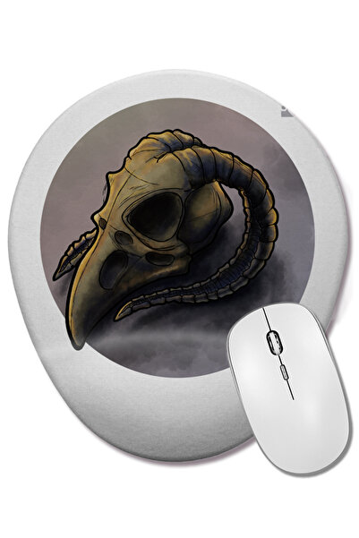 BASKI DÜNYASI Овална подложка за мишка Skull Bird Branca с опора за китката