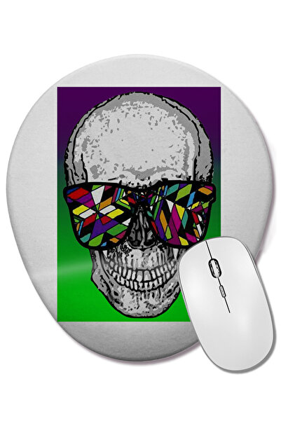 BASKI DÜNYASI Mouse Pad oval cu suport pentru încheietura mâinii cu craniu