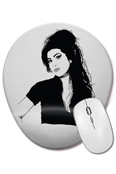 BASKI DÜNYASI Mouse Pad oval Amy Winehouse 02 cu suport pentru încheietura mâ...