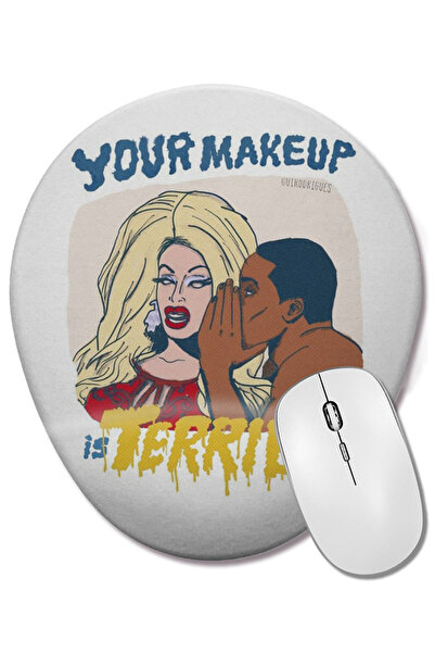 BASKI DÜNYASI Mouse Pad oval cu suport pentru încheietura mâinii Branca - Your Makeup is Terrible