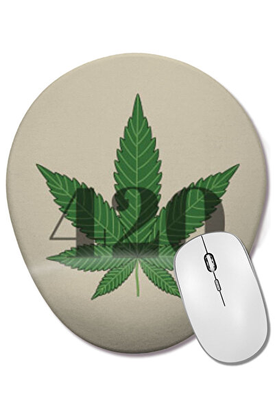 BASKI DÜNYASI C annabis DAY 2021 Mouse Pad oval cu suport pentru încheietura ...