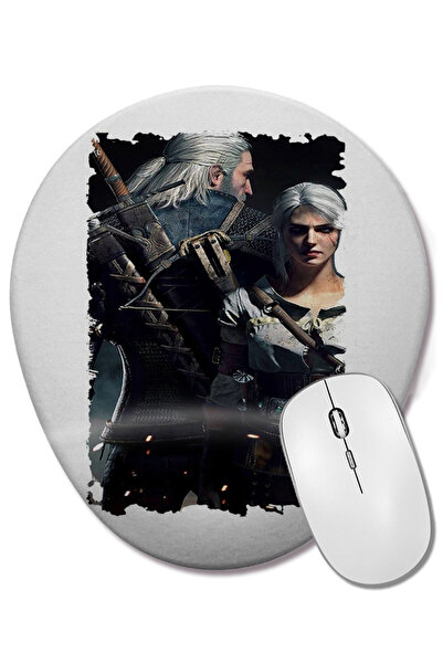 BASKI DÜNYASI Ciri E Geralt De Rivia Mouse Pad oval cu suport pentru încheiet...