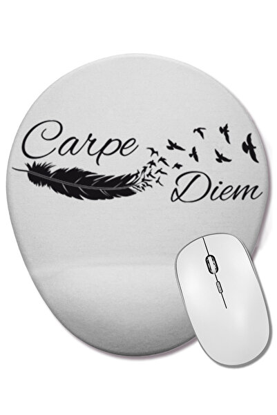 BASKI DÜNYASI Mouse Pad oval Carpe Diem cu suport pentru încheietura mâinii
