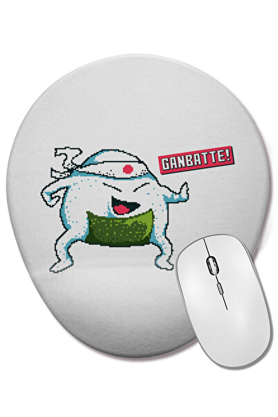 BASKI DÜNYASI Ganbatte Do Your Best Mouse Pad oval cu suport pentru încheietu...