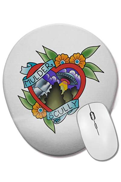 BASKI DÜNYASI Οβάλ ποντίκι με υποστήριξη καρπού Xfiles Mulder Scully