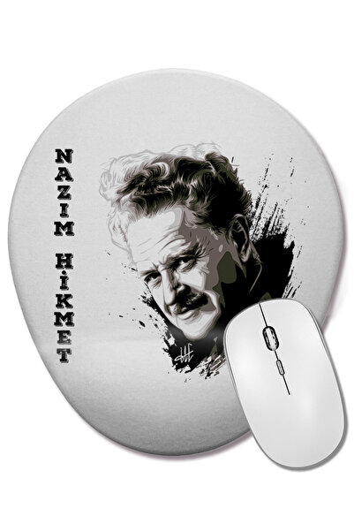 BASKI DÜNYASI Mouse Pad oval cu suport pentru încheietura mâinii Nazım Hikmet