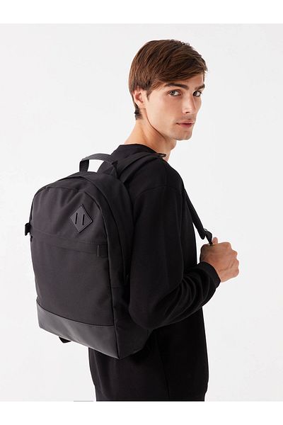 LC Waikiki LCW ACCESSORIES Μαύρο απλό ανδρικό σακίδιο πλάτης με θήκη φορητού υπολογιστή